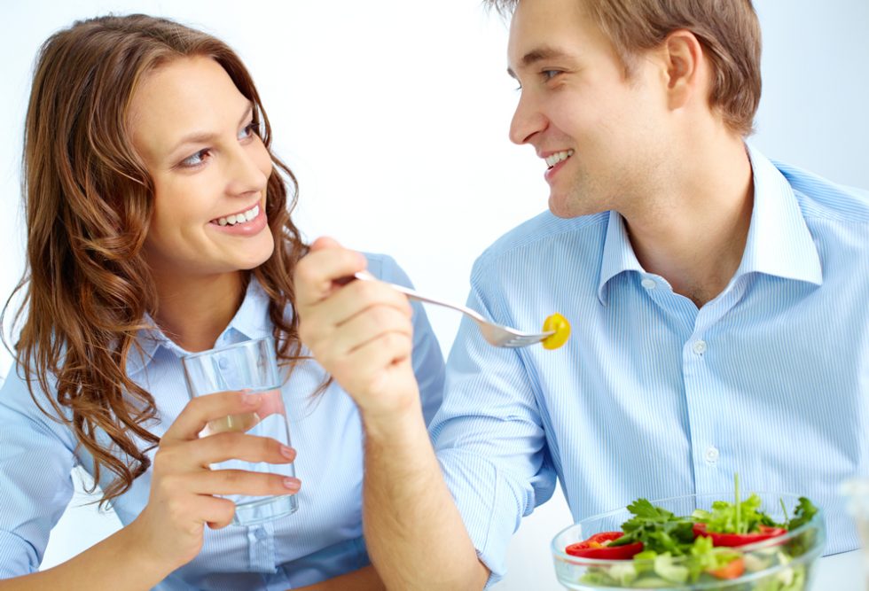 couple in love enjoying a meal